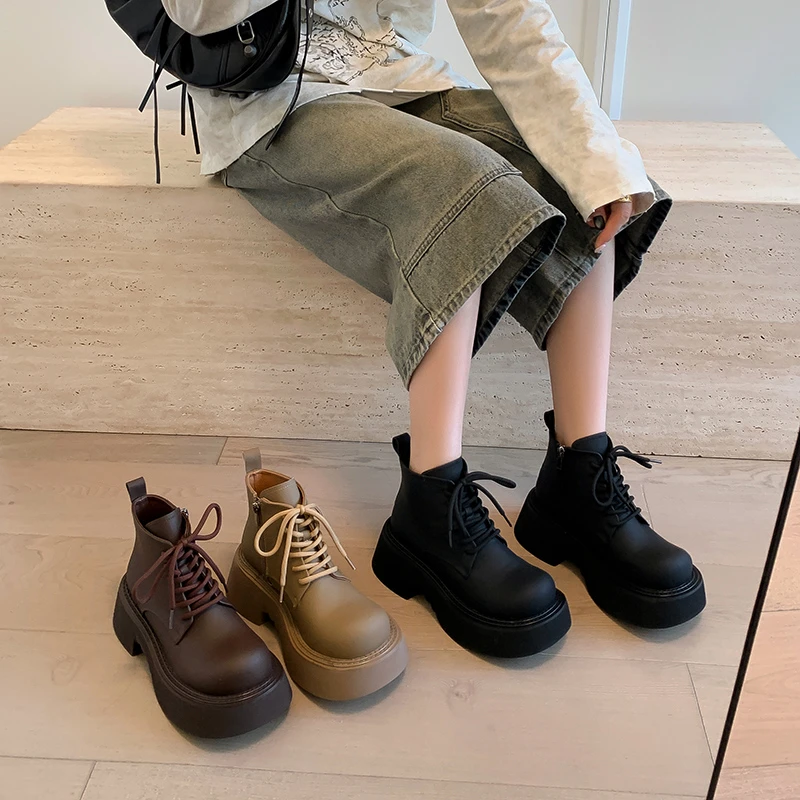 6cm大头厚底马丁靴女鞋英伦风复古百搭短靴CQ-M576-5