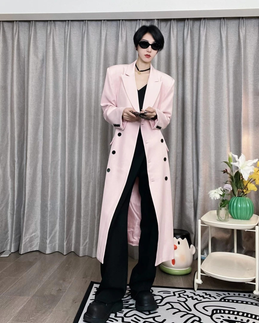 SUDANANA气质长款修身时尚西装大衣