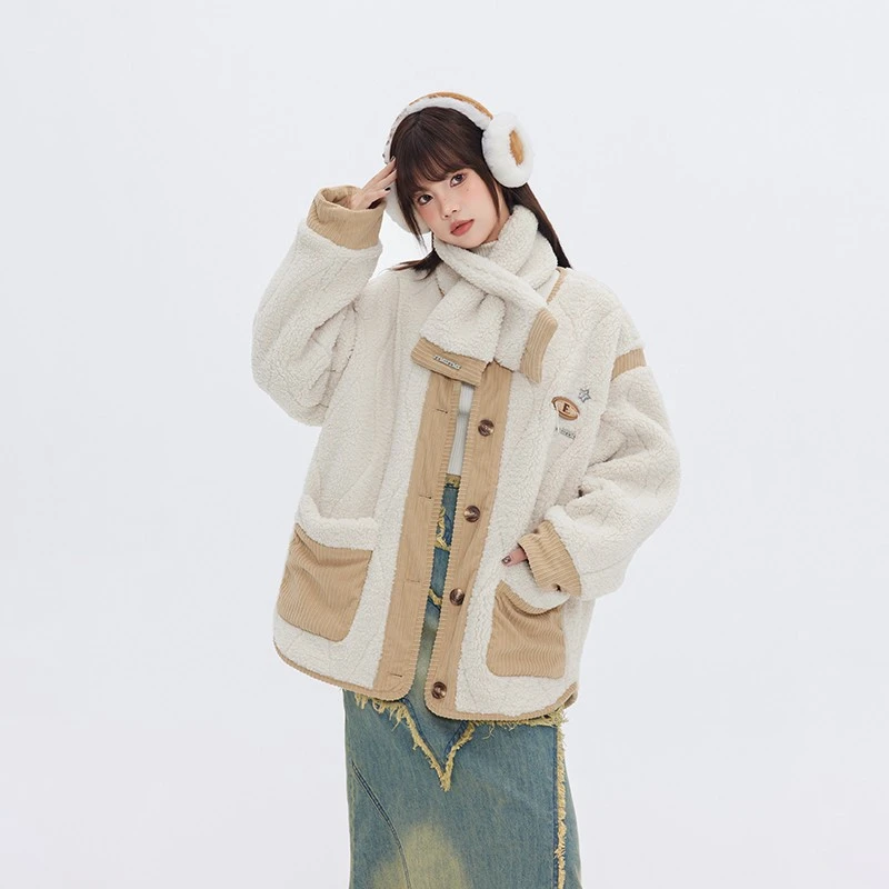 FPMZ拼接绗缝航线星星外套棉服送围巾