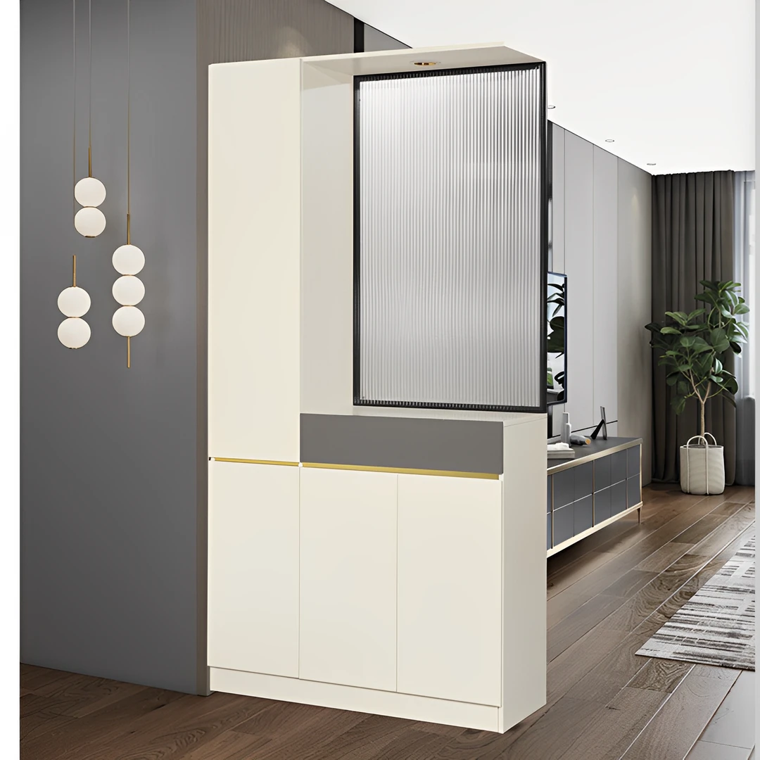 轻奢玻璃玄关柜鞋柜一体入户门厅隔断屏风储物酒柜