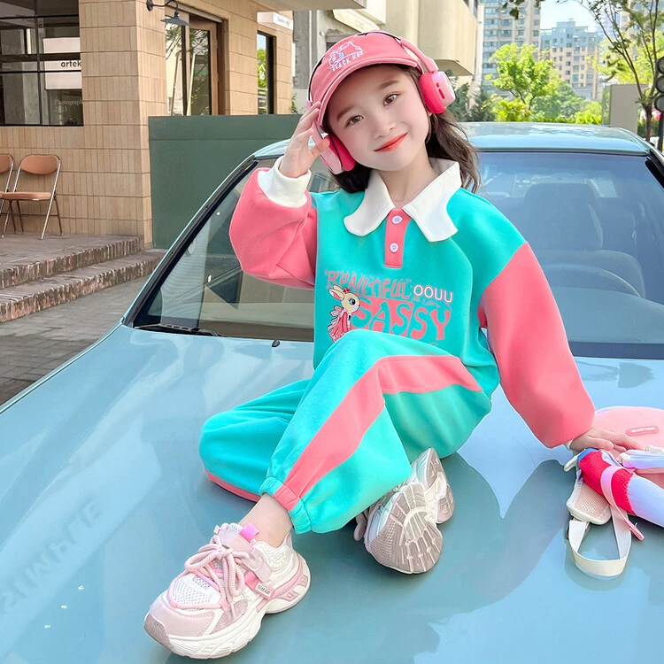 女童洋气卫衣套装2024新款儿童时髦运动洋气宝宝春秋装儿童两件套