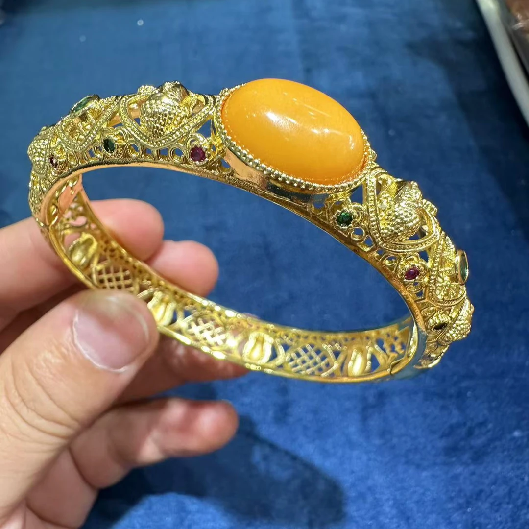 【大志珠宝】G94 蜜蜡蛋面手镯精美设计款 多样性发一件