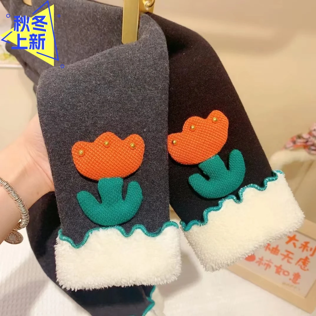 女童加绒底裤秋冬2023新款百搭加厚大童打底裤12-15岁婴儿6-12岁