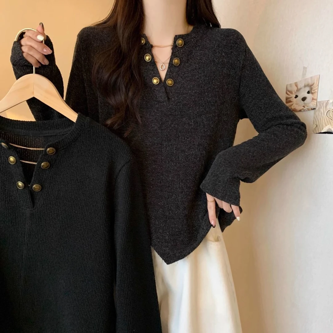 秋冬胖妹妹大码女装百搭T恤2024新款休闲遮肚显瘦别致打底衫上衣