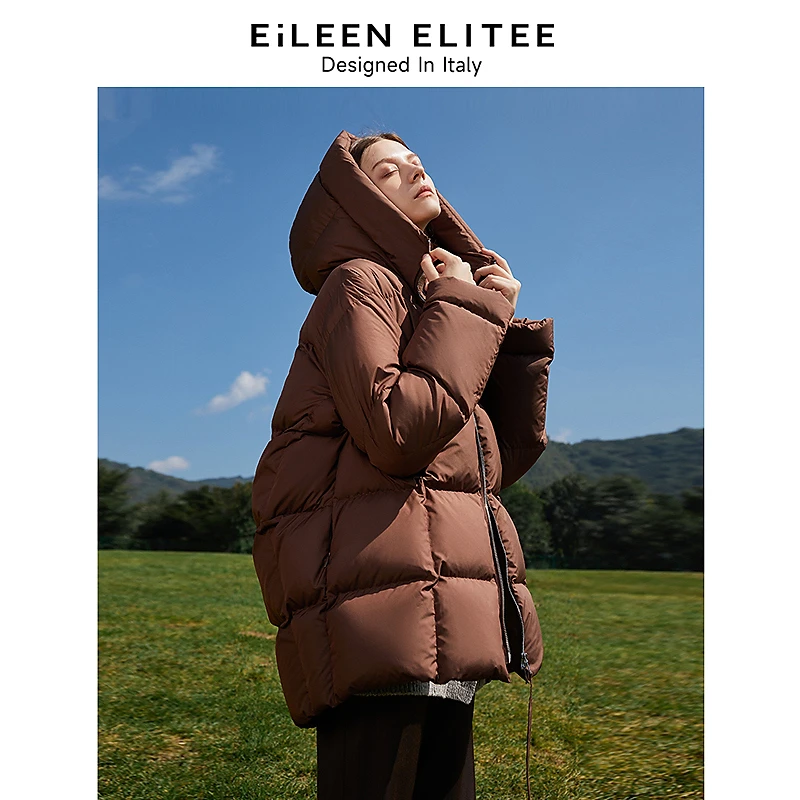 【Basic衣橱】朗姿欧洲EiLEEN ELITEE白鹅绒连帽羽绒服气质面包服