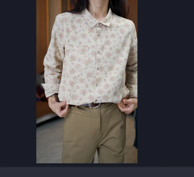 初心力荐 2024秋冬新款碎花 纯棉衬衫女休闲百搭叠穿上衣