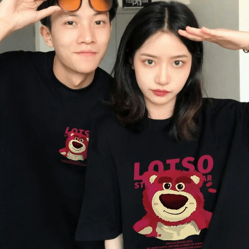 草莓熊特别不一样的情侣装夏季装t恤衣服2024新款高级感短袖套装
