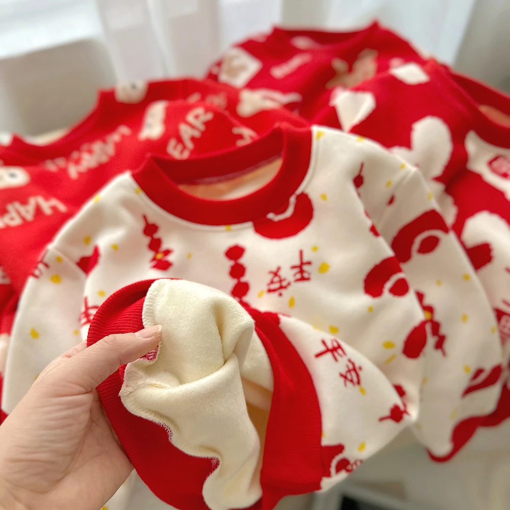 【泡泡堂专属】【加绒加厚】儿童时尚洋气圆领韩版保暖卫衣