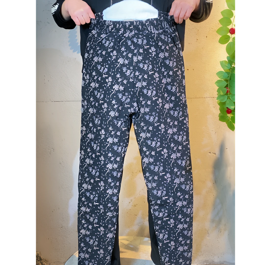 大码棉裤-高腰宽松休闲舒适秋冬棉裤绒冬季印花洋气