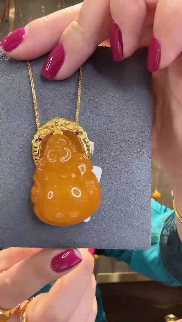 【闪购商品】蜜蜡吊坠(赠链)18K金镶嵌A145蜜蜡吊坠