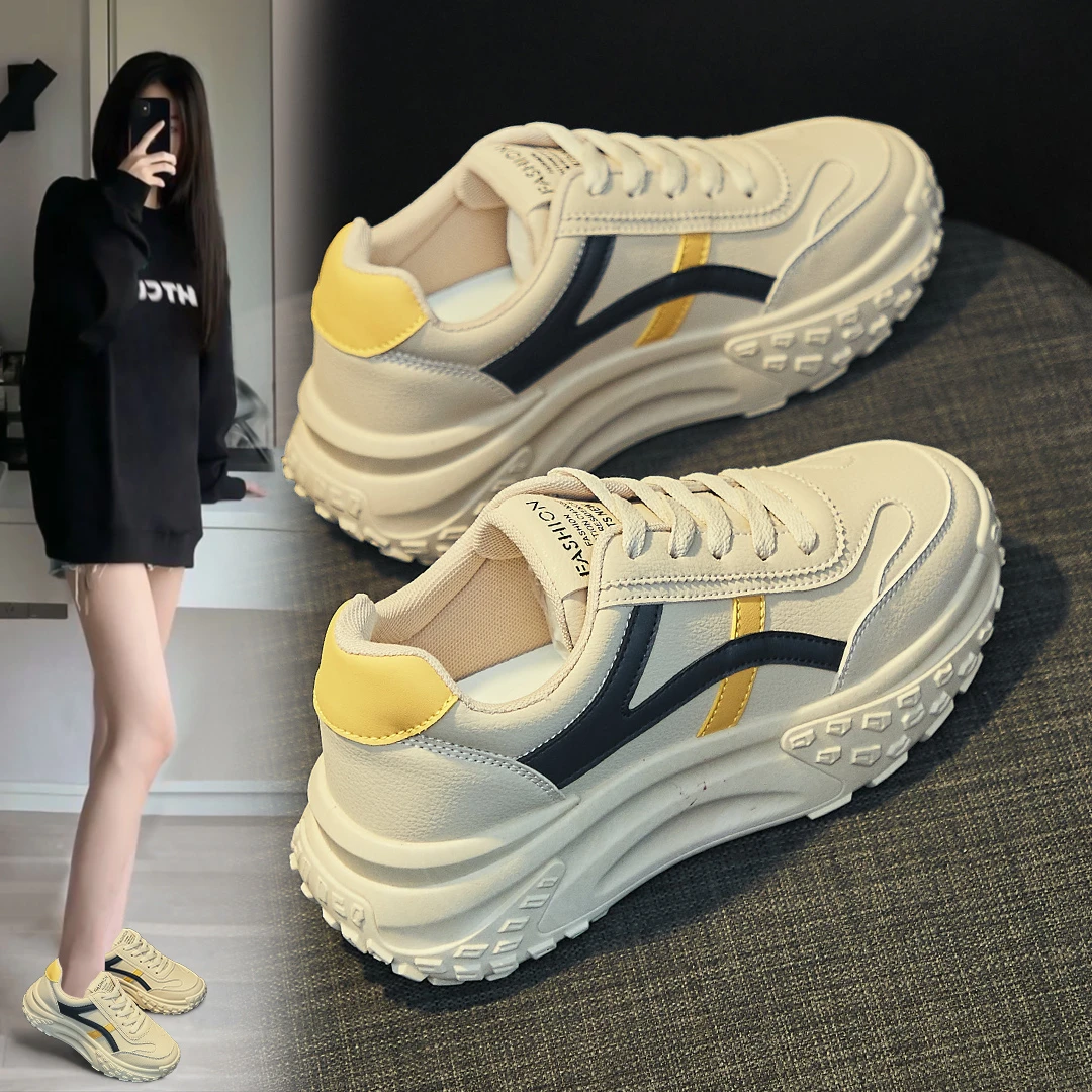 足小白XW019-老爹鞋女秋季厚底休闲网红拼色百搭跑步运动鞋秋冬