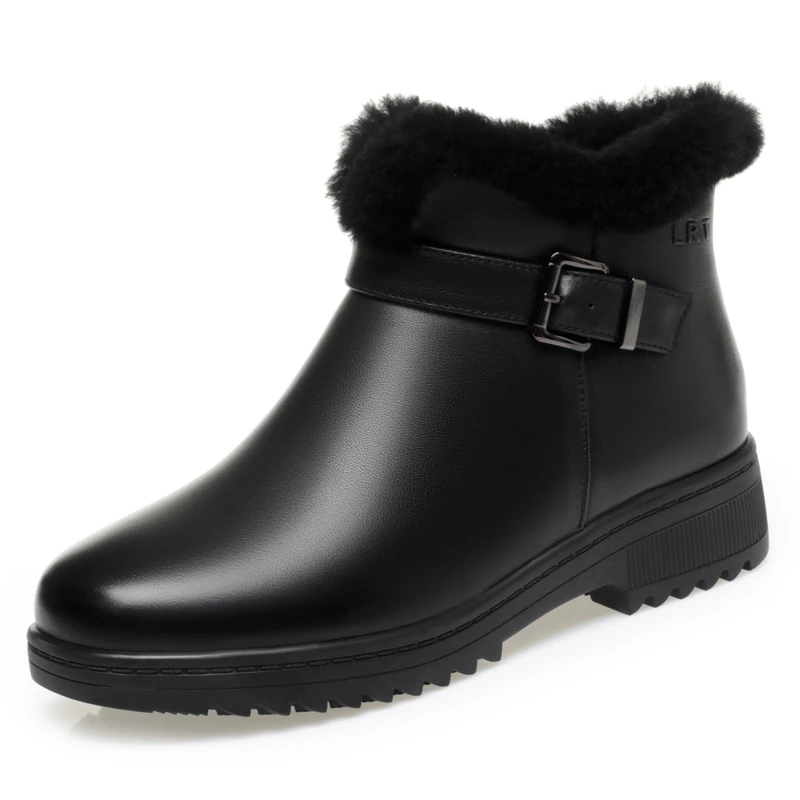 老人头真皮加绒高帮鞋女2024秋冬运动棉靴百搭短靴厚底软底靴558