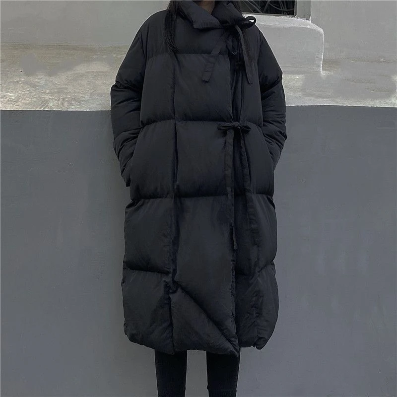 2023冬季新款棉衣暗黑宽松情侣中长款过膝棉服外套男女棉袄潮