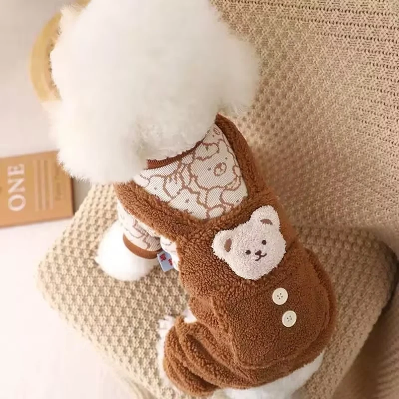 宠物狗狗冬季加厚保暖棉衣秋冬装幼犬棉服泰迪小熊四腿背带裤衣服