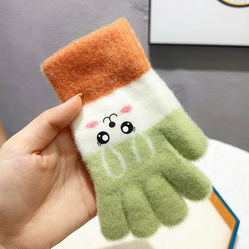 5-9岁儿童手套秋冬季五指分指学生全指手套女保暖韩版可爱卡通