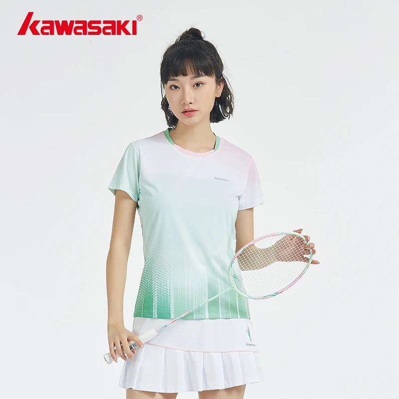 川崎女款羽毛球服青花瓷速干吸汗短袖上衣短裙T恤百褶裤裙透气