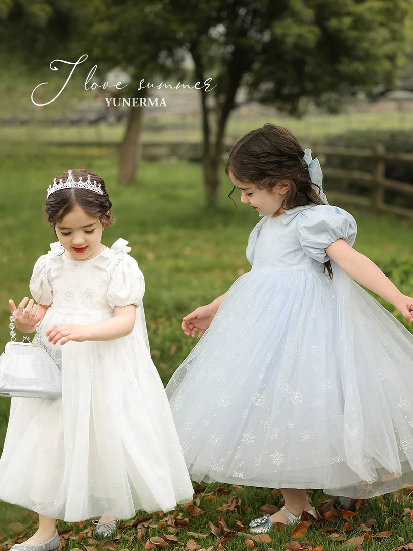 女童夏季公主裙女宝洋气纱裙小女孩礼服连衣裙花童蓬蓬裙夏装裙子