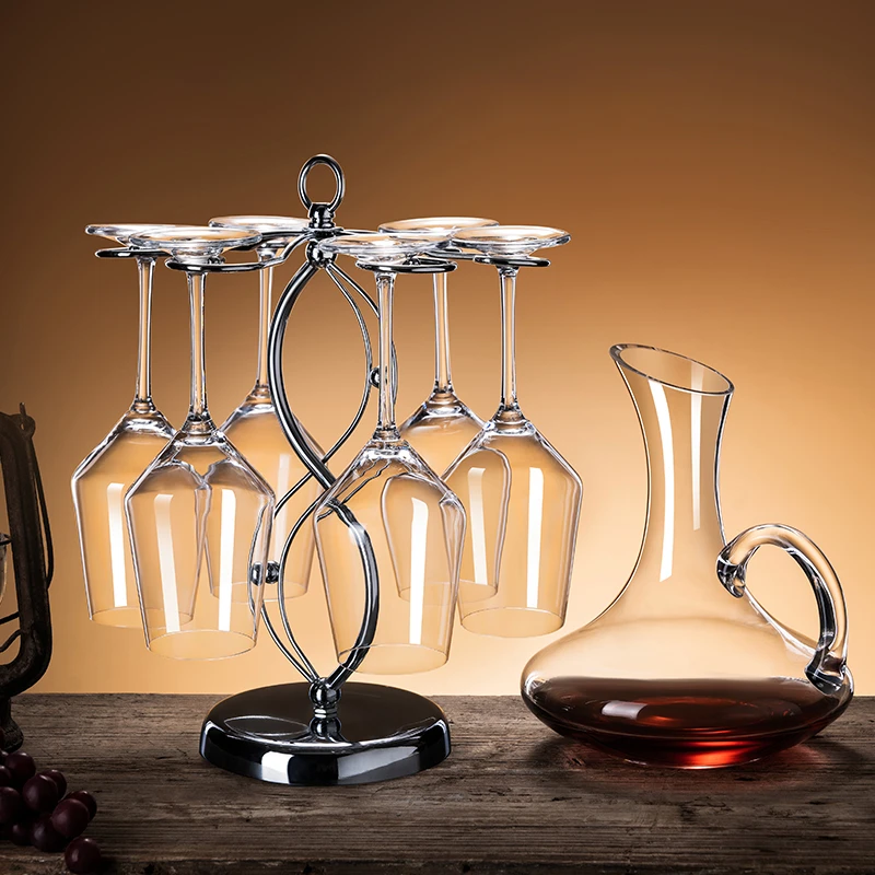 勃艮第红酒杯家用套装水晶玻璃醒酒器高脚葡萄酒杯轻奢欧式无铅