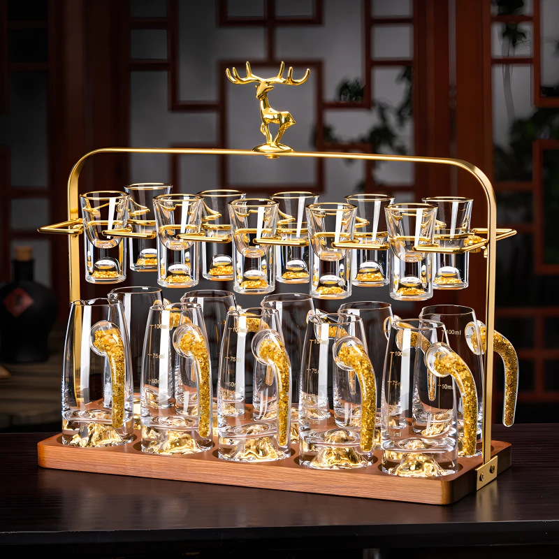 新款高档白酒杯分酒器套装小酒杯一口杯轻奢酒具水晶玻璃酒盅中式