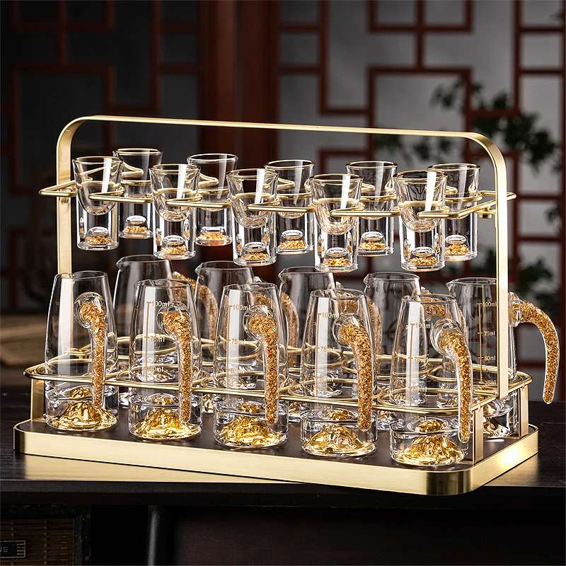 家用白酒杯分酒器套装小酒杯一口杯轻奢酒具水晶玻璃酒盅新年新款