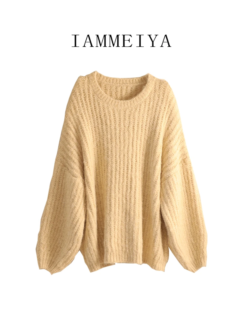 【造美女】-大骨架穿搭 奢柔 圆领毛衣7706