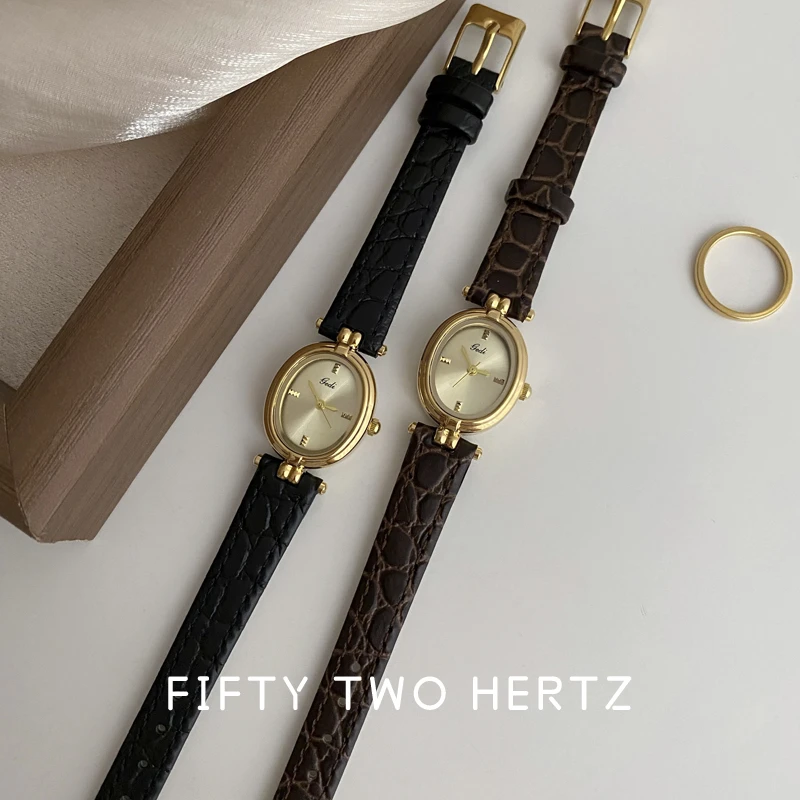 【52赫兹】中古风法式轻奢精致防水时尚皮带复古女士石英手表女腕表