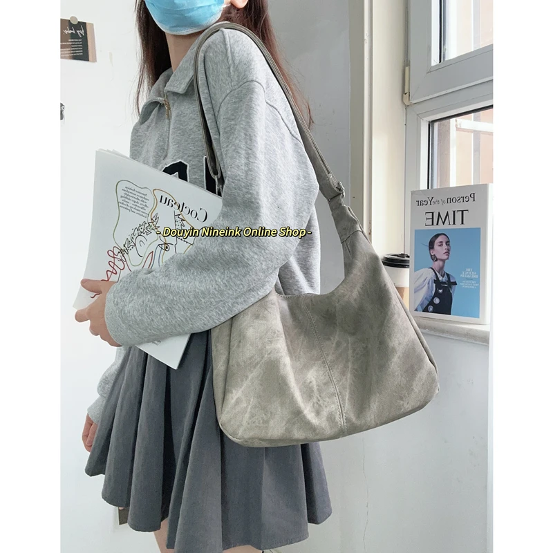 秋冬新款托特包美拉德复古港风大容量斜挎包百搭休闲单肩大包女潮
