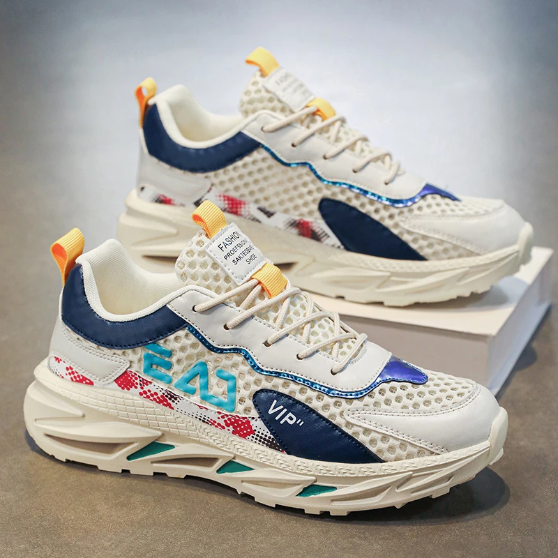 男鞋2024新款夏季镂空网面透气运动厚底百搭耐磨休闲老爹潮鞋