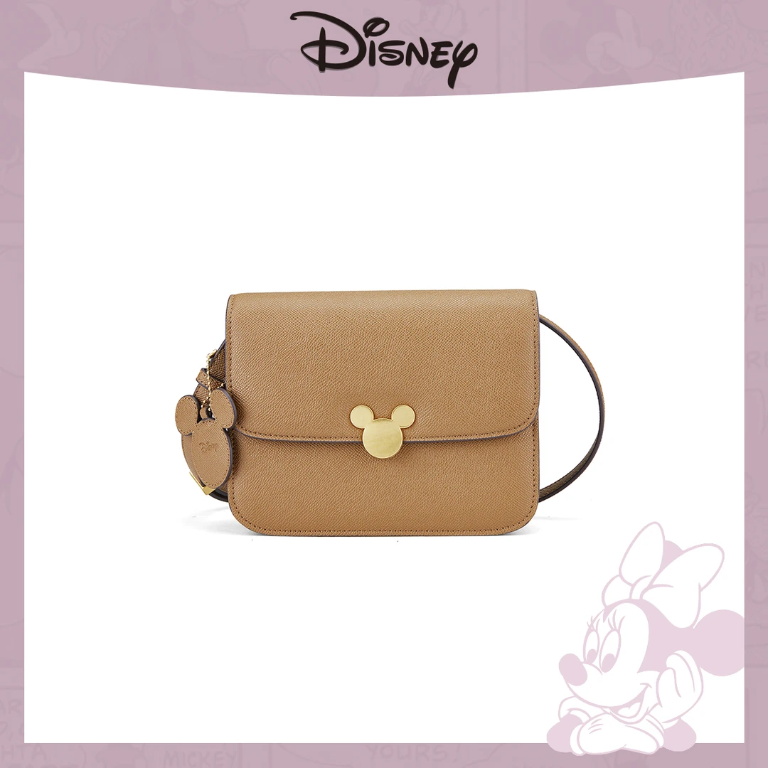 Disney/迪士尼秋冬新款小众高级感棕色豆腐包单肩斜挎包时尚百搭