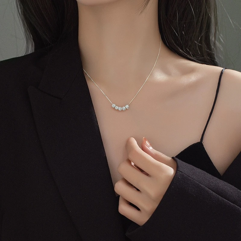 坠链均925银 时尚轻奢气质五福转运珠项链