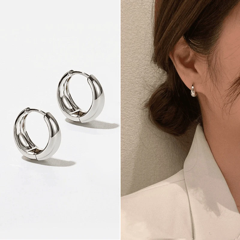 925银耳饰 素款百搭气质光面耳圈