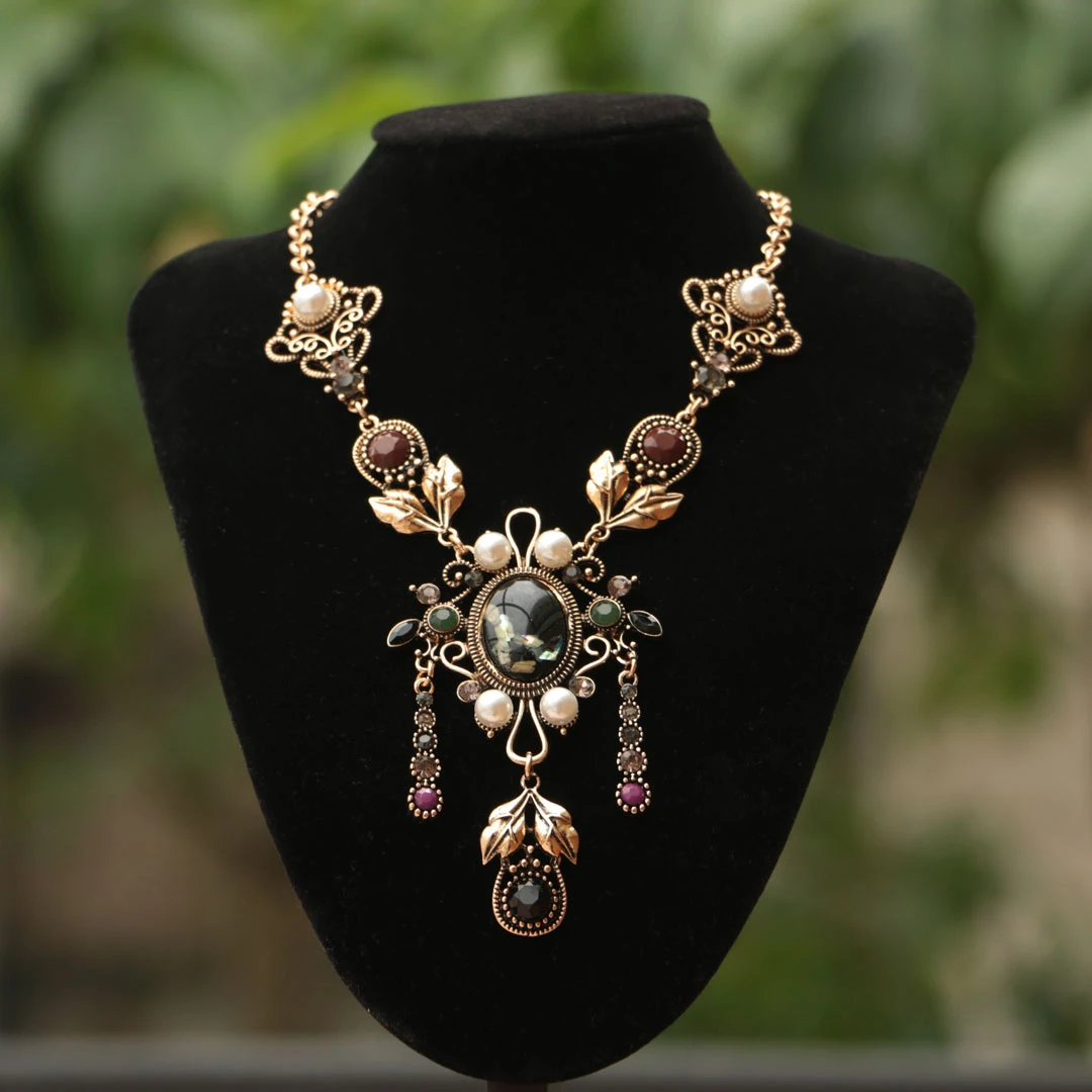 合金项链 黑暗女神异域复古民族风项链流苏额饰眉心坠发带旅拍女