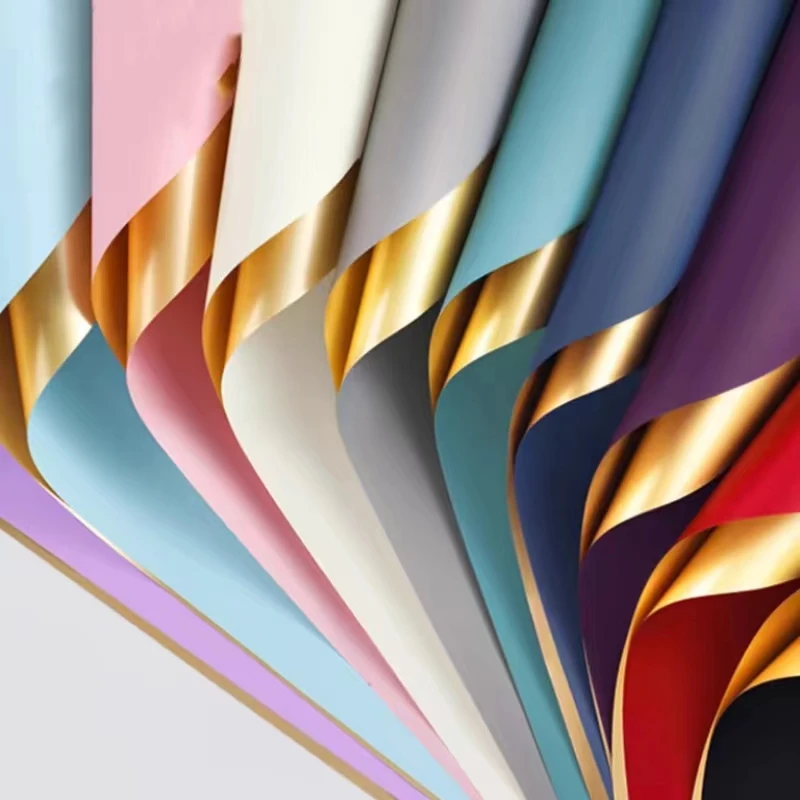 【1帮1】双色鎏金纸开业防水花艺花店常用diy花束包装纸批发