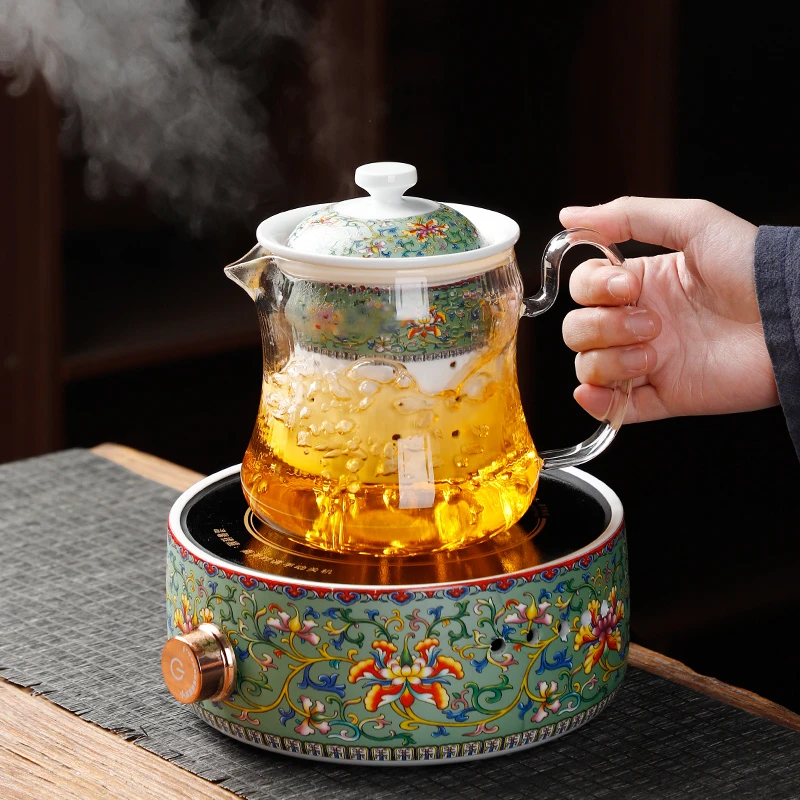 蝉明陶瓷电陶炉煮茶器围炉煮茶玻璃壶煮茶家用小型套
