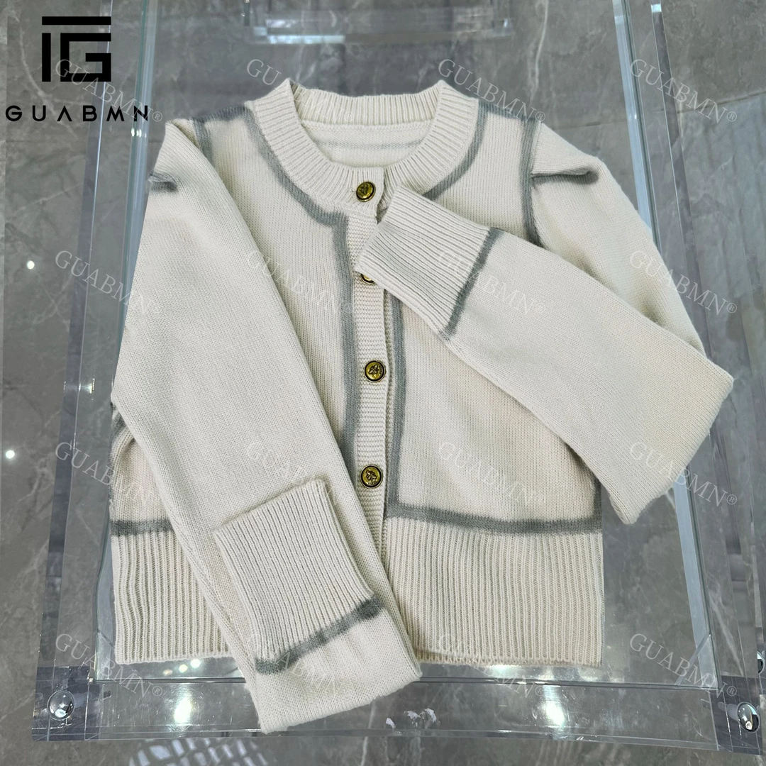 GUABMN2024秋季新款套头圆领豹子图案针织开衫外套3528