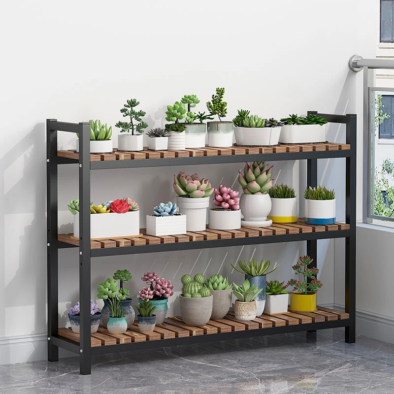 花架置物架多层阶梯式落地阳台室内绿植花盆架铁艺实木多肉植物架