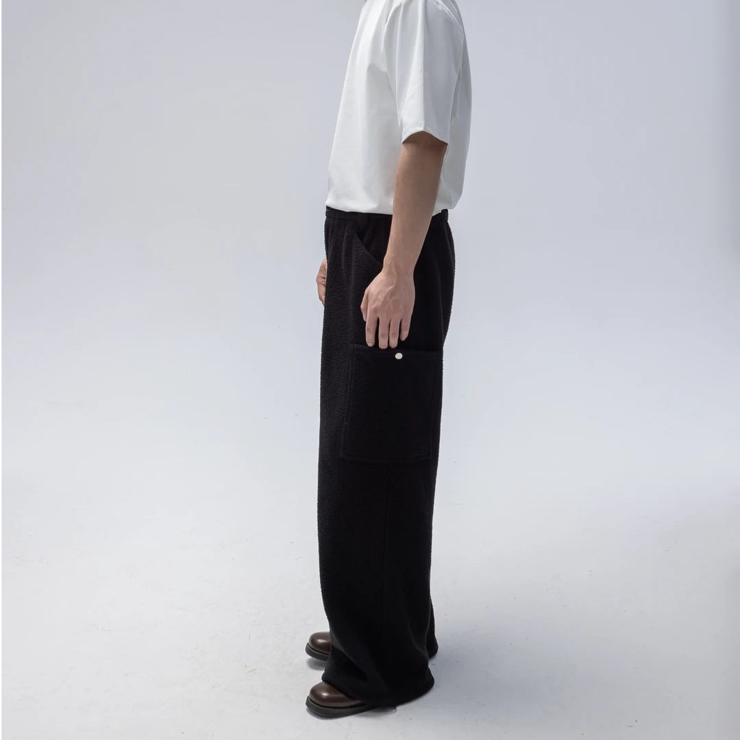 Amalga mation 24AW 'Sulley'Fleece 摇粒绒贴袋高腰宽松休闲长裤