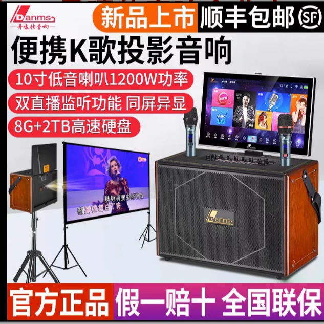 Danms/丹唛仕蓝牙一体机唱歌大屏投影便携式广场舞专业大功率音响