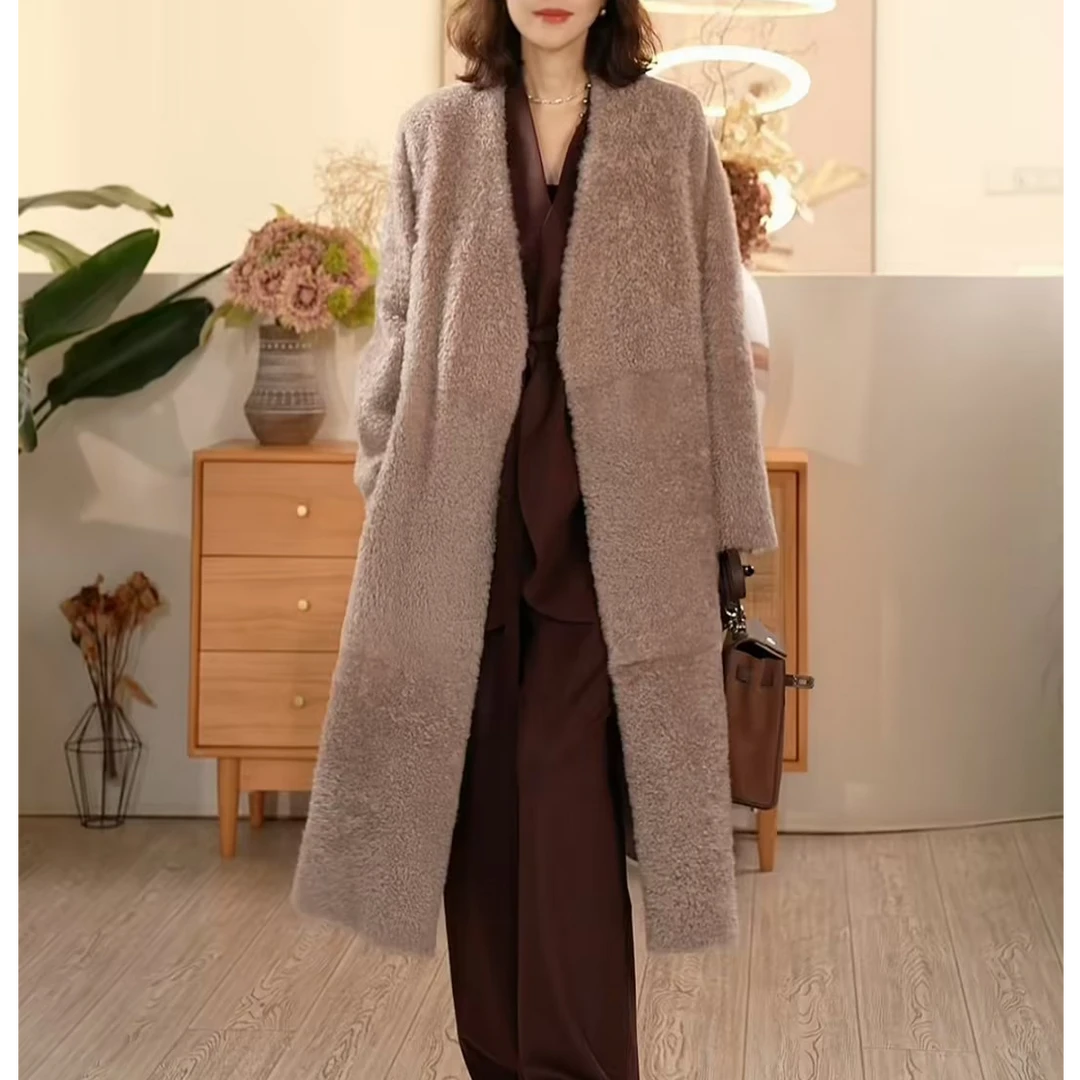 【叭哒不惑】 罗生门 小拉贡羊皮毛一体轻奢时尚宽松秋冬长款外套