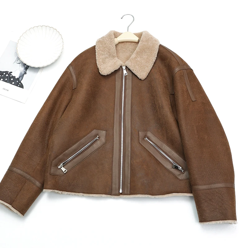 库茵 叭哒不惑 羊皮毛一体时尚保暖秋冬外套