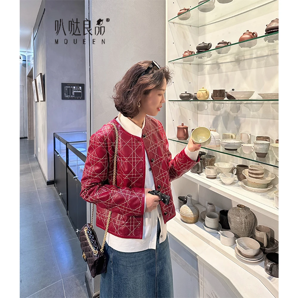 【叭哒不惑】 时格 绵羊皮气质时尚百搭短款长袖上衣女外套