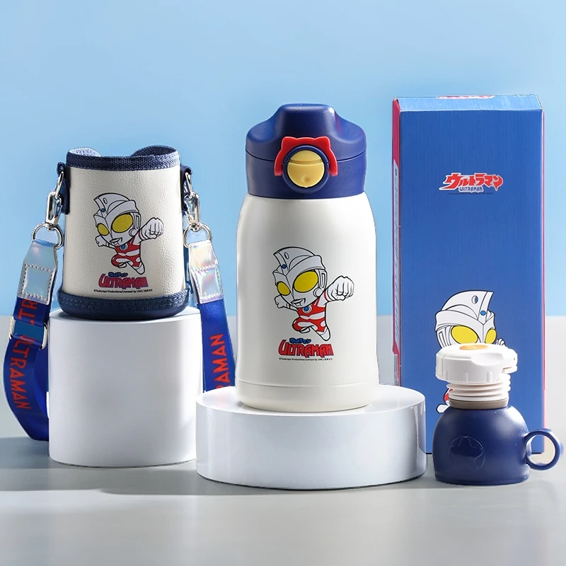 奥特曼男孩上学专用杯吸管水壶可爱316儿童保温杯子小学生水杯