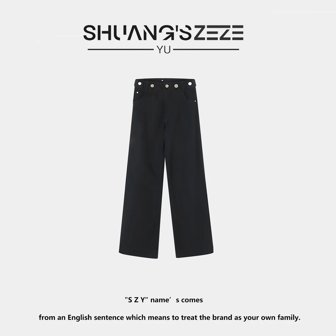 Shuang's Zeze Yü 洗水铆钉直筒裤 YF823162