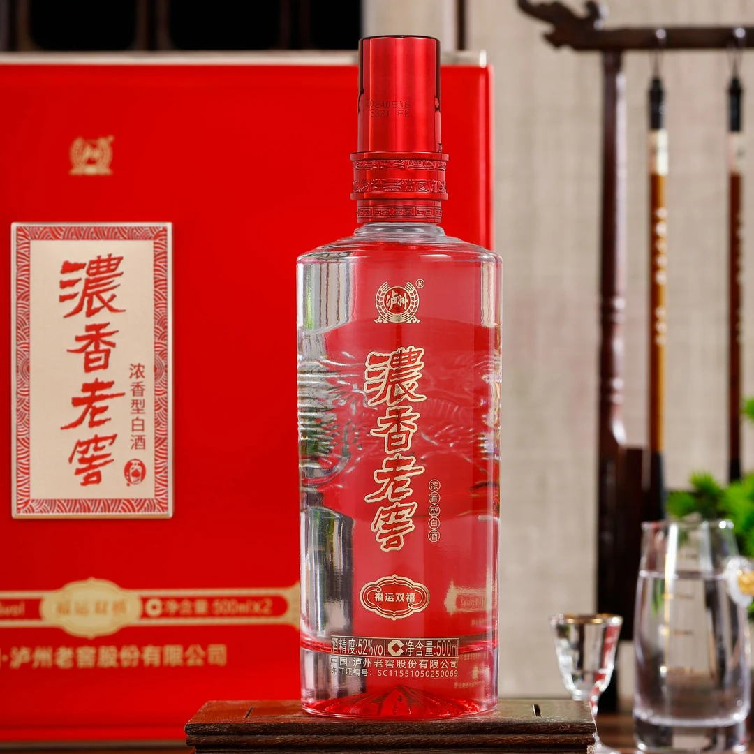 浓香老窖福运双禧浓香型白酒52度双支QP礼盒500ml*6