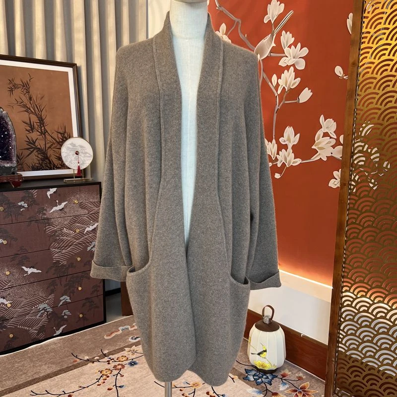 【领尚】山羊绒开衫时尚百搭中长款