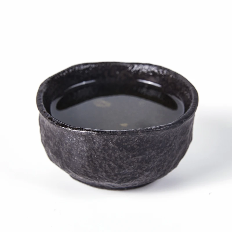 冰碛岩茶具高档养生陶瓷家用石头茶杯黑色主人杯创意手工石头杯