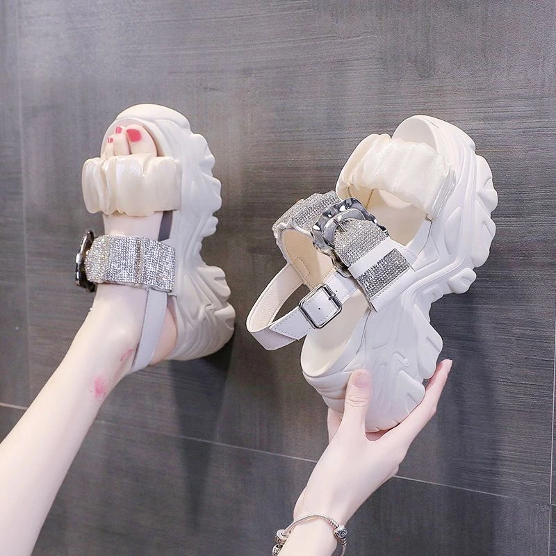 2025新款夏时尚运动凉鞋女轻便厚底鞋软底超软百搭高档增高罗马鞋