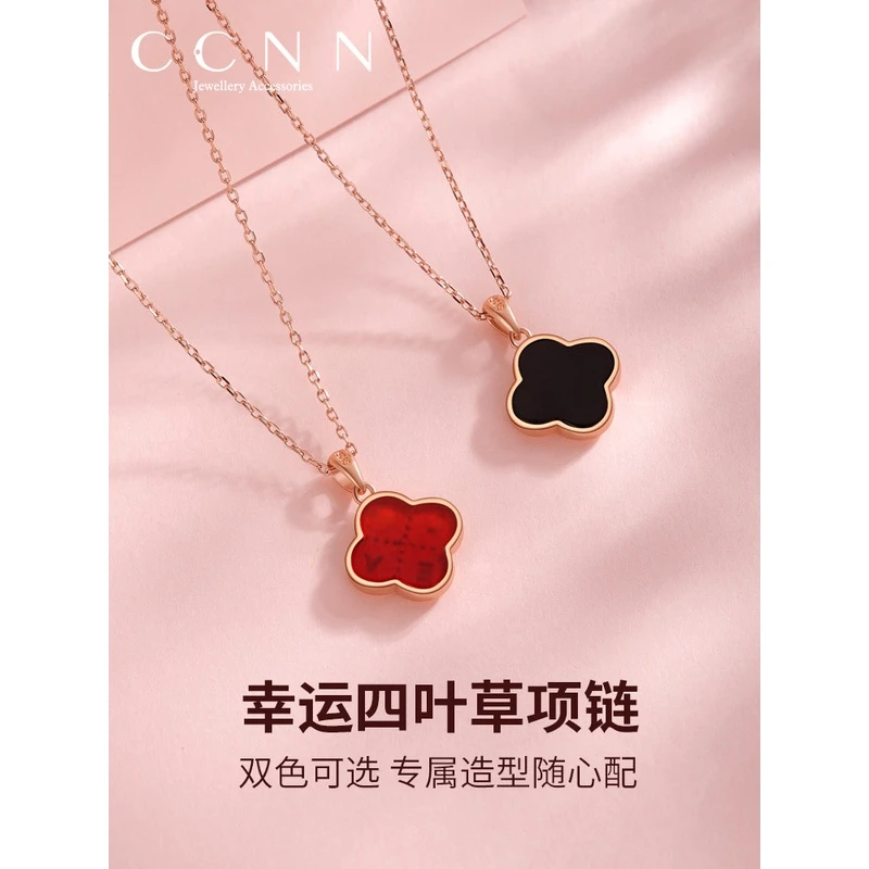 吊坠925银 老凤凰双面四叶草项链百搭锁骨链女纯银18K玫瑰金小众