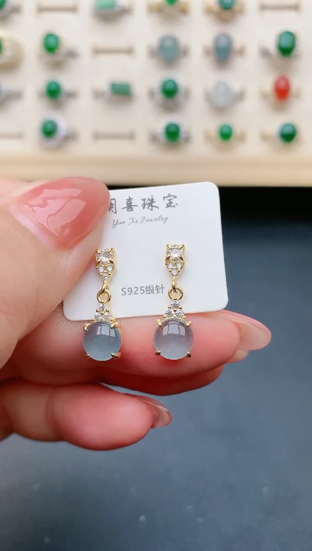 【闪购商品】翡翠耳饰银S925镶嵌1321321