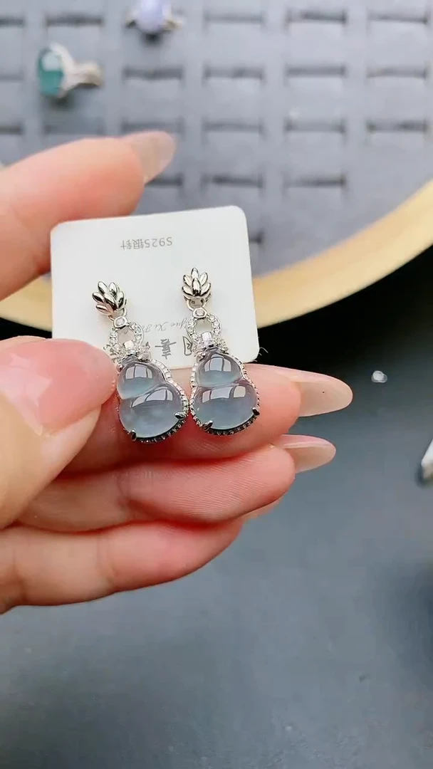 【闪购商品】翡翠耳饰银S925镶嵌0580